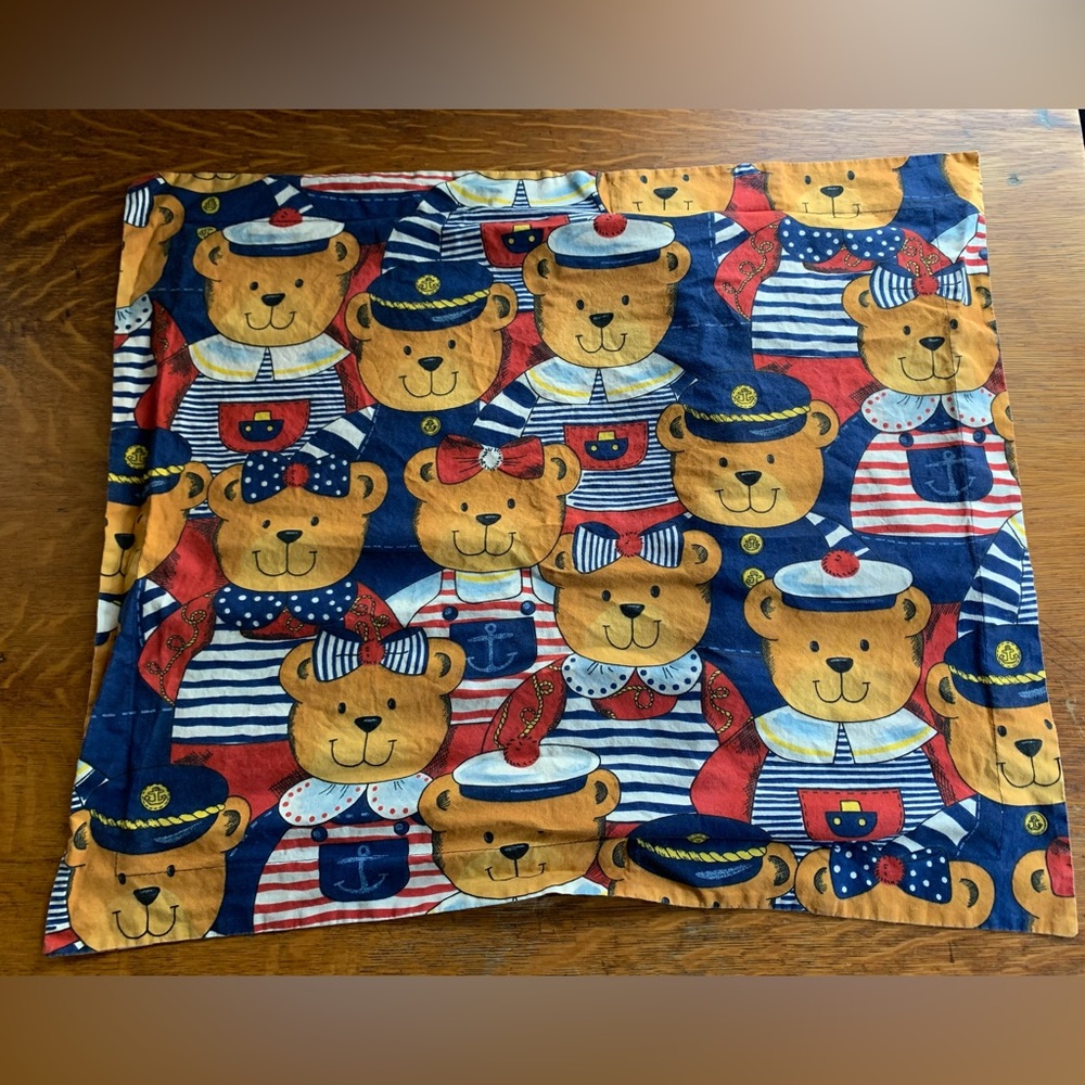 Vintage California Kids Pillow Sham Pillowcase Nautical Teddy Bears Americana